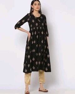 Elegant Black Printed Kurta Set