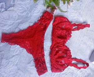 Red Lace Bra and Panty Set