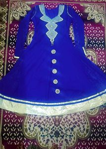 Blue Colour Dress White Sequence Work