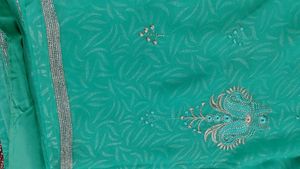 Elegant Turquoise Embroidered Saree