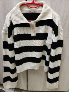 Striped Knit Pullover Sweater