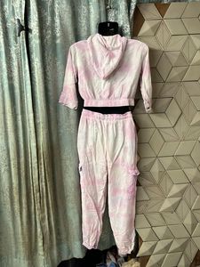 Tie-Dye Crop Jacket &amp; Cargo Pants Set