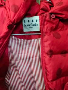 Girls Pink Polka Dot Puffer Coat