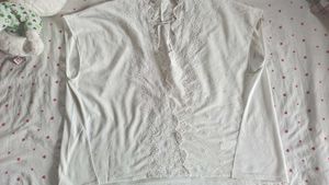 White Eyelet Detail Blouse