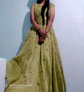 Parrot Green Colour Gown Like New One Time Use