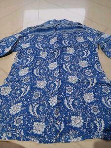 Blue Floral Print Kurta