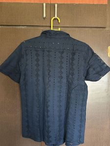 Stylish Navy Blue Button-Down Shirt