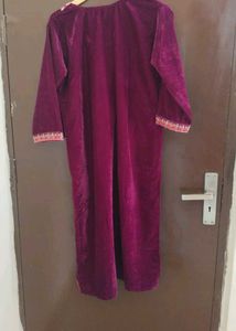 Elegant Embroidered Velvet Kurta Set