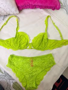 Neon Lace Bra and Panty Set