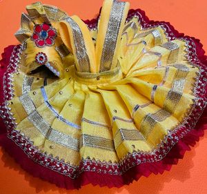 Laddu Gopal Fancy Dress Pagdi Set Fabric Net