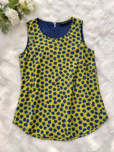 Yellow & Blue Polka Dot Sleeveless Top