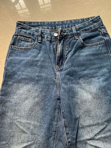 Wide Leg Blue Denim Jeans
