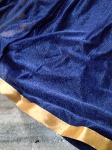 Embroidered Blue Velvet Saree