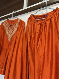 Elegant Orange Kurta Palazzo Set