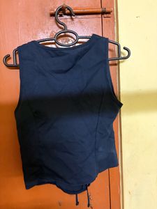 Chic Black Tie-Front Vest Top
