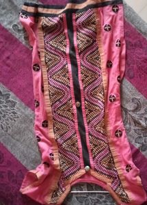 Pink &amp; Black Embroidery Kurta with Dupatta