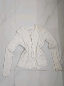 Gap White Cable Knit Cardigan