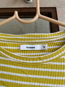 Yellow Striped Crop Top