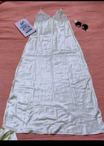 (Wink) Emerald Satin Nighty with Robe