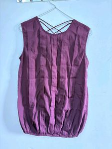 Elegant Pleated Purple Sleeveless Top