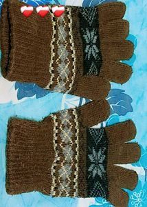 Brown Patterned Fingerless Gloves