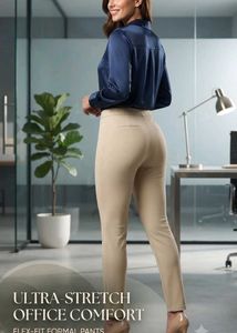 Women's Beige Slim Fit Trousers