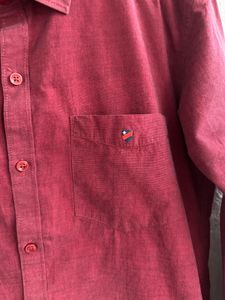 Men's Classic Maroon Button-Up Shirt