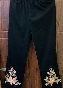 Floral Embroidered Black cord set