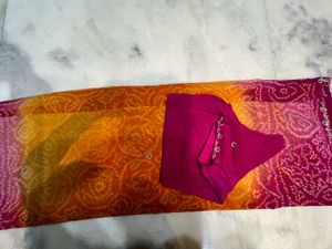Jaipuri Bandhej Pure Georgette Saree ❤️🧡