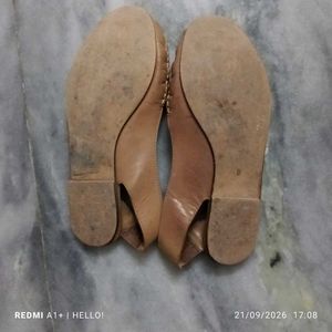 Tan Leather Cutout Slingback Sandals