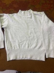 white button neckline sweater