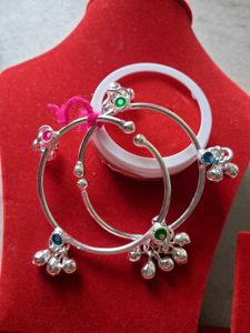 Silver Anklets with Colorful Stones