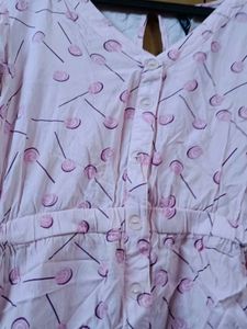 Pink Printed Casual Dress