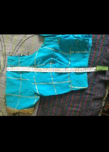 Beautiful Teal Blue Blouse with Gold Border