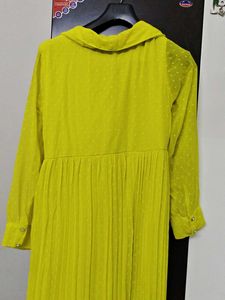 Bright Yellow Embroidered fit and flared dress