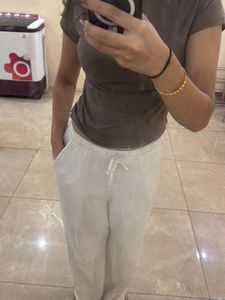 Comfortable Cream Linen Pants