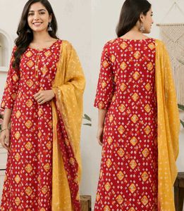 Bandhni kurta suit set
