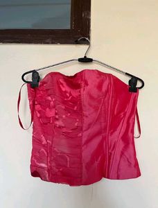 Chic Pink Ruched Corset Top