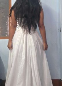 Chic White Dress with Blue Floral Print