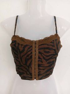 Brown Zebra Print Corset Top