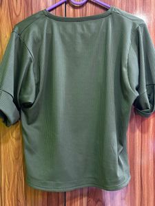 Olive Green Graphic Print Tee