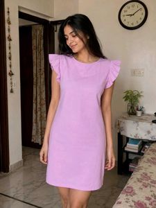 Pink Ruffled Sleeve Dress