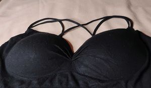 Strappy Padded Black Bralette