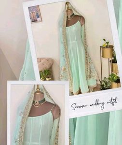 Elegant Mint Green Anarkali Suit Set