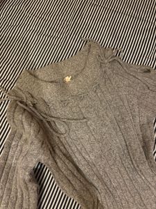 Cozy Grey Ribbed Knit Sweater