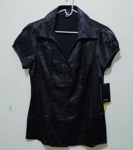 Majora black silk top with sash