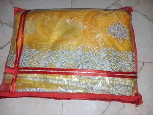 Designer Net Saree With Pearl Work
