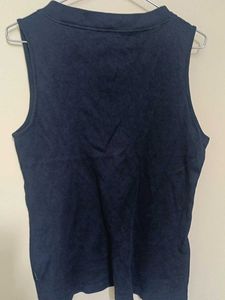 Navy Blue V-Neck Sleeveless Top