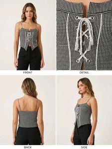 Gingham Corset Lace-Up Top