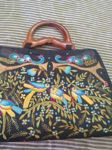 Unique Embroidered Bird Clutch